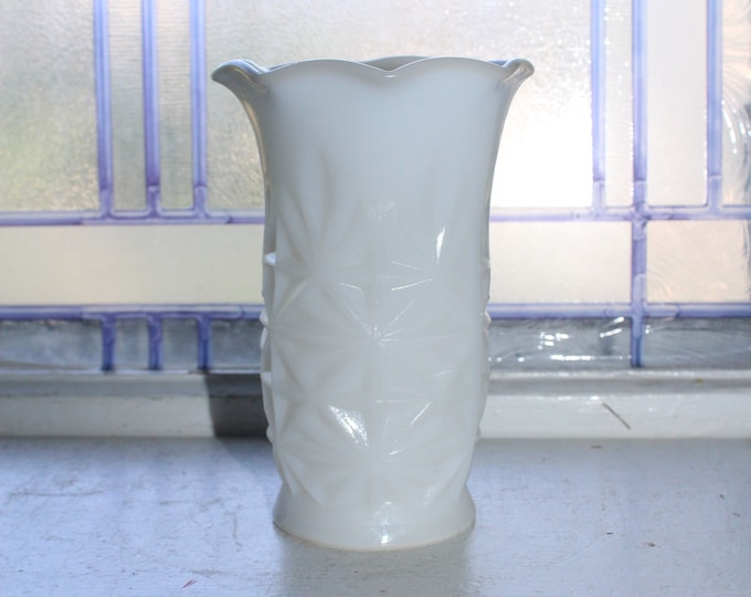 Vintage Milk Glass Vase Paneled Pinwheel