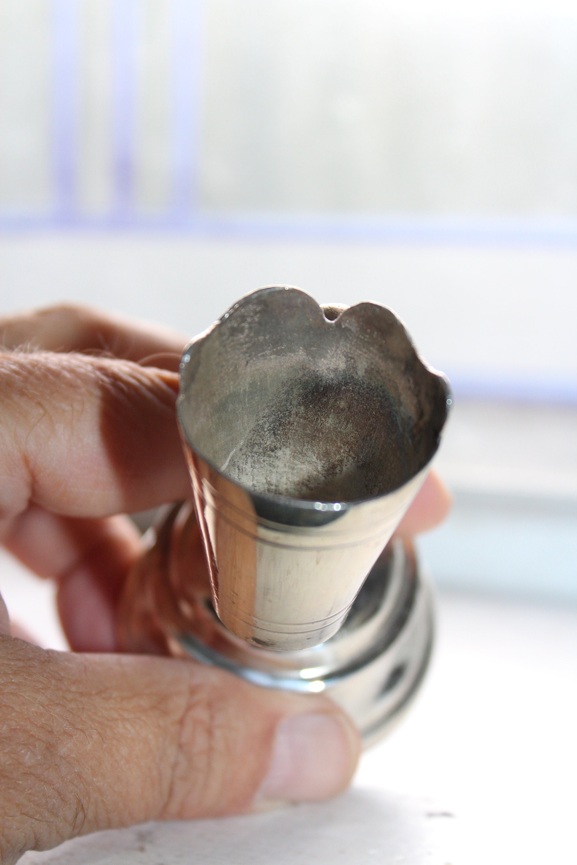 Antique Silverplate Toothpick Holder Figural Boy Holding Basket