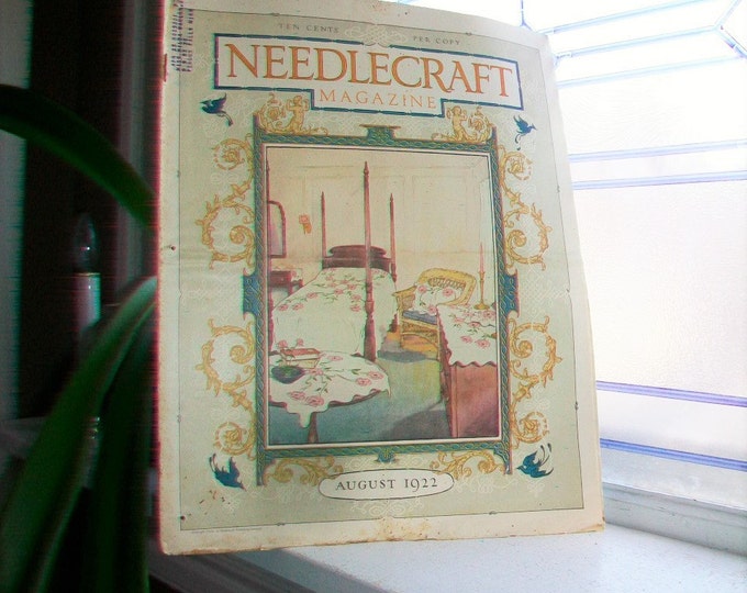 1922 Needlecraft Magazine August Issue with Large Cream Of Wheat Ad Vintage 1920s Sewing