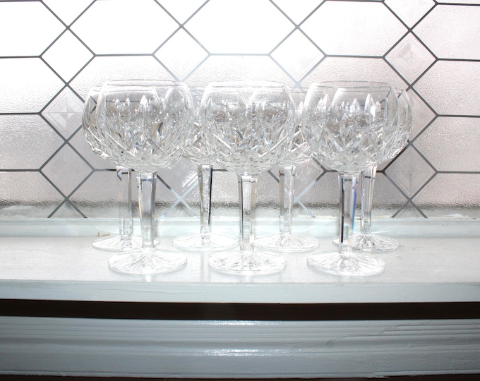 7 Vintage Waterford Crystal Lismore Balloon Wine Glasses with Boxes