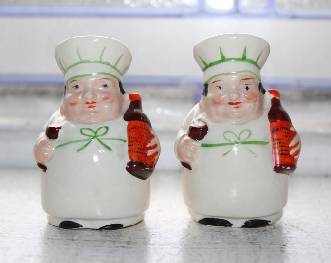 Vintage Salt and Pepper Shakers Fat Chefs