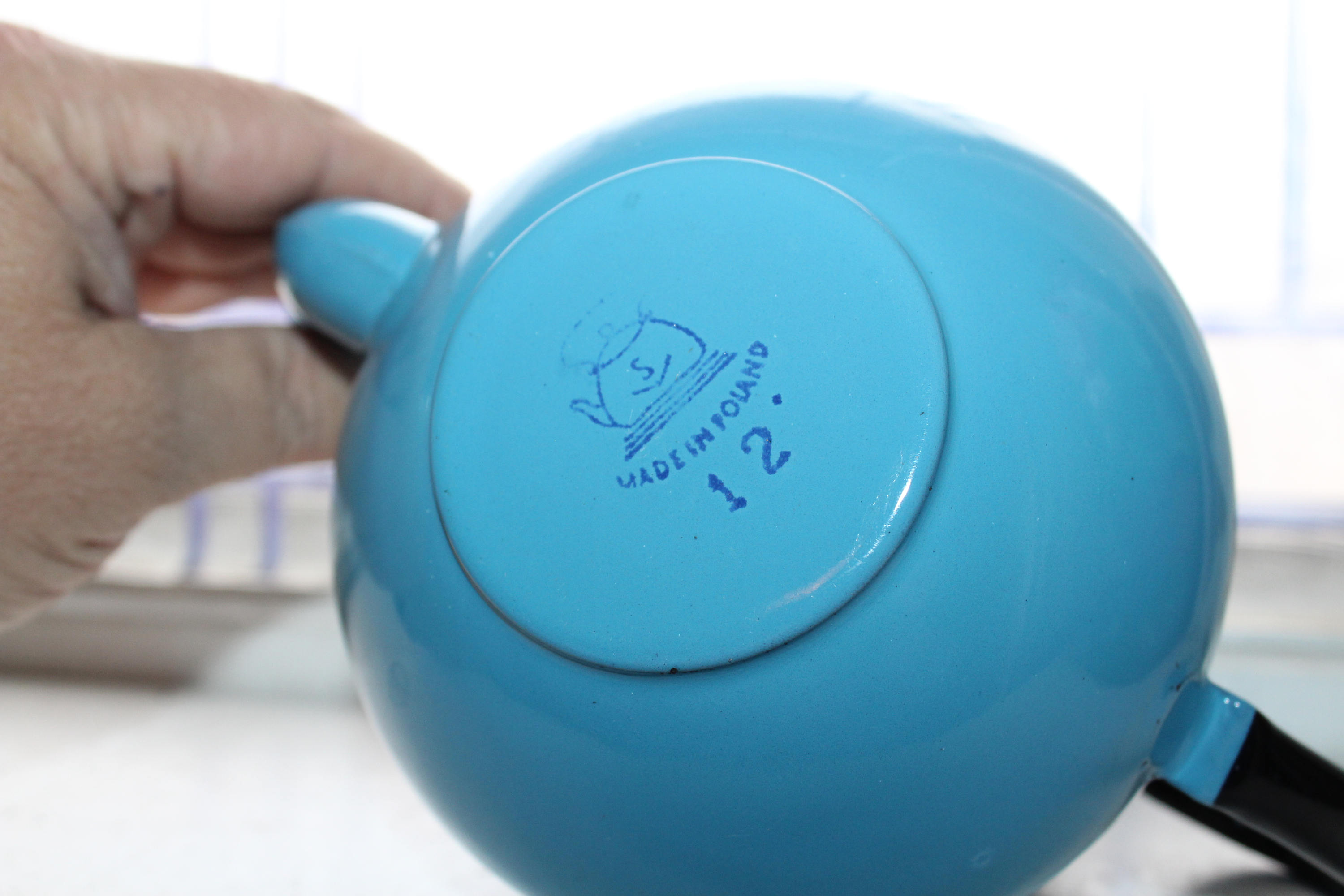 Vintage Blue Enamelware Teapot Blue Graniteware Tea Pot