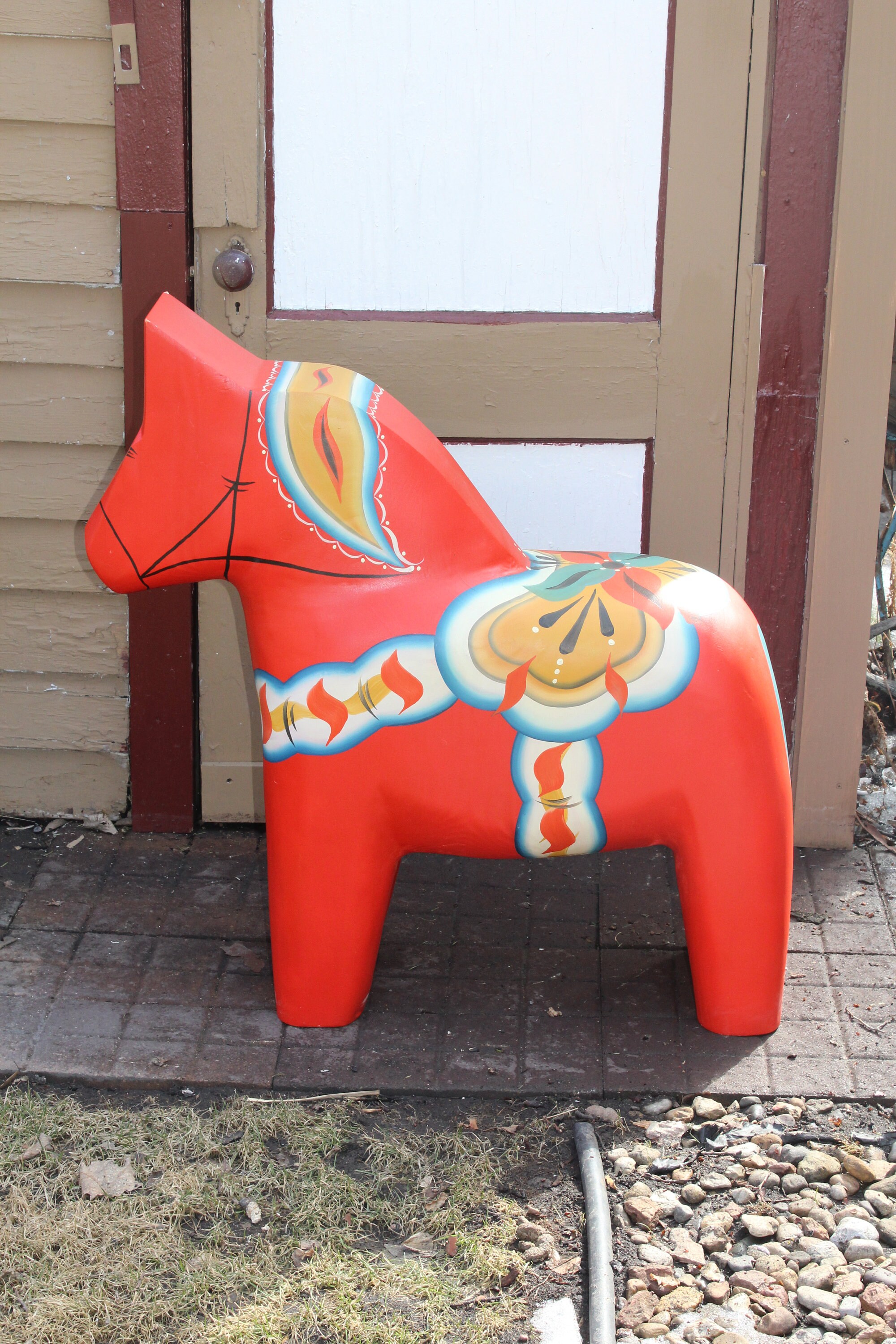 Huge 35 Swedish Dala Horse Hand Carved and Painted by Gary Paulsen