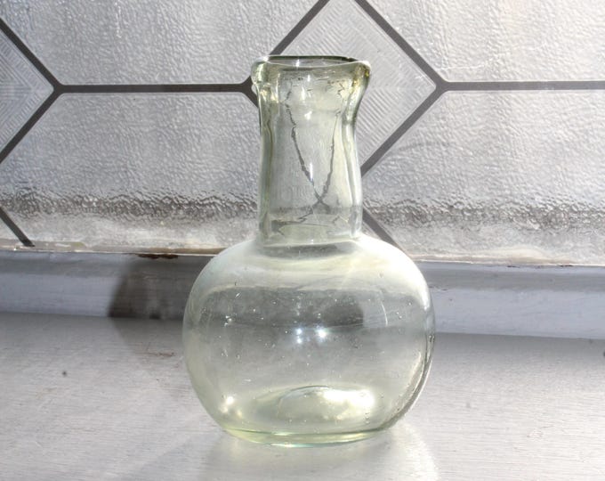 Vintage Hand Blown Studio Art Glass Bottle Posy Vase