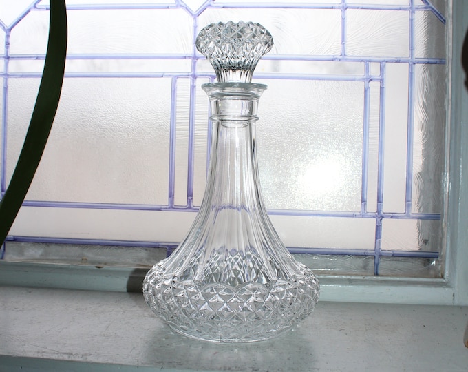 Glass Decanter Liquor Bottle Vintage Barware