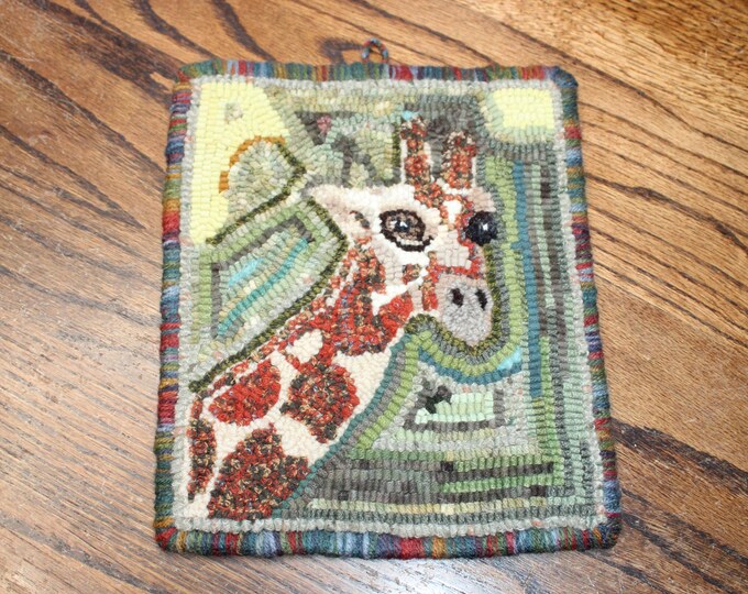 Vintage Hooked Rug Wall Hanging Table Mat Joey Giraffe