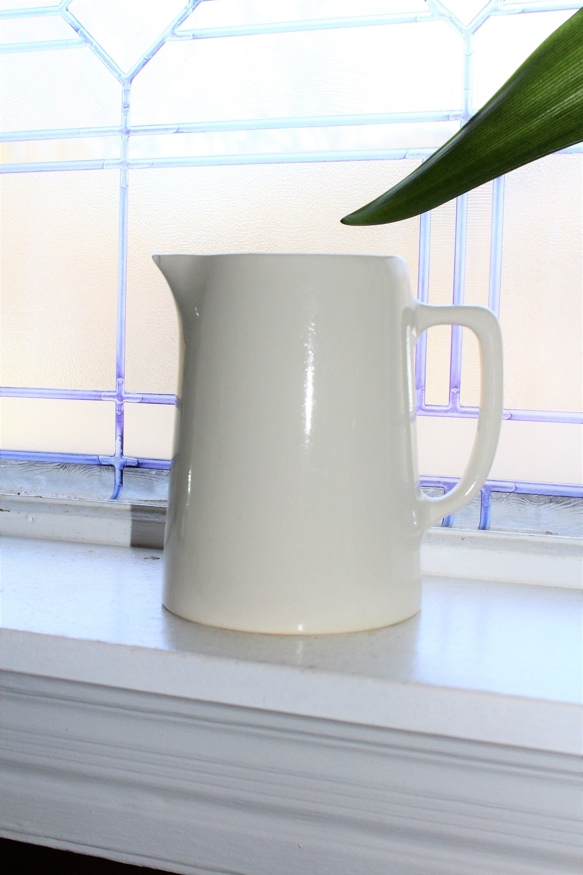 Vintage White Ironstone Milk Pitcher Rustic Farmhouse Decor