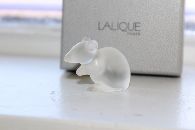 Lalique Crystal Mouse Figurine with Original Box