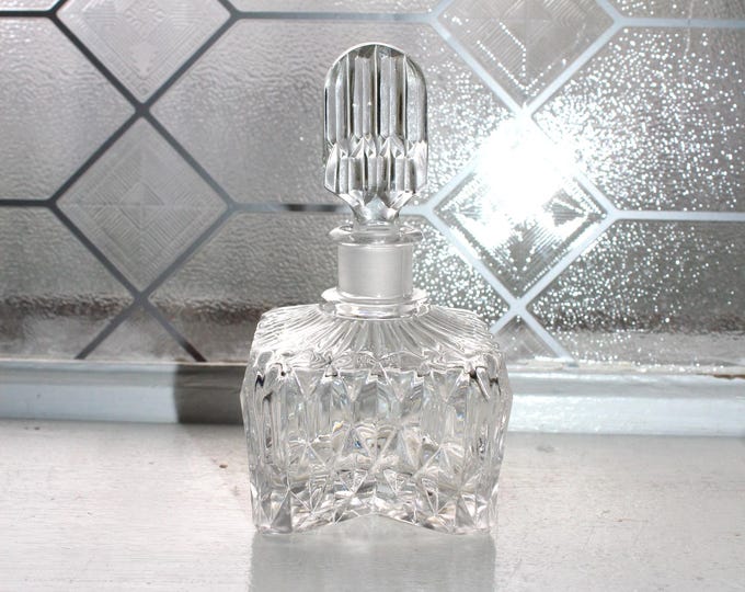 Vintage Art Deco Crystal Perfume Bottle 5 3/4"