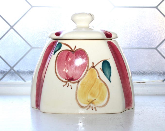 Vintage Mid Century Purinton Pottery Canister Jar with Apple and Pear