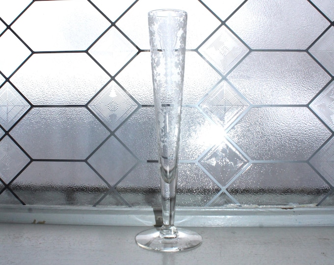 Cambridge Glass Rose Point Bud Vase 10 1/4"