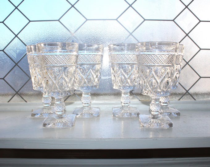6 Vintage Water Goblets Cape Cod by Imperial Glass Ohio