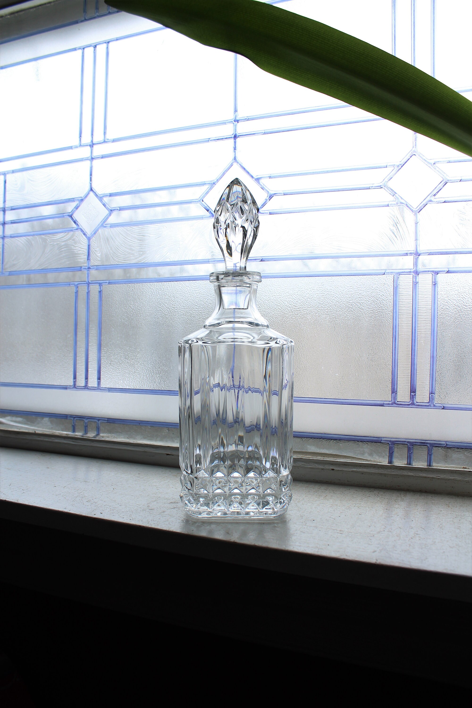 Vintage Crystal Liquor Decanter Square Barware
