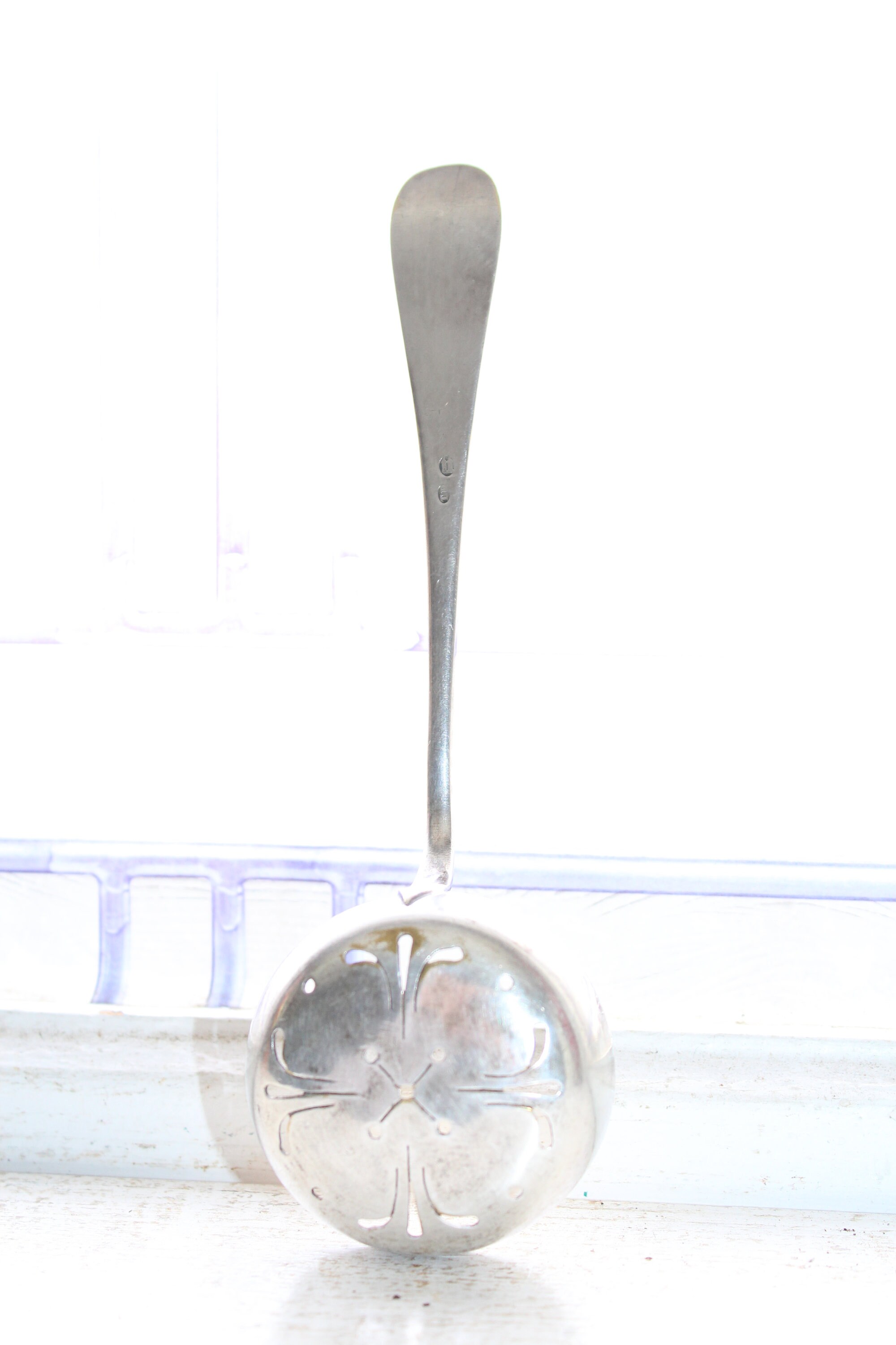Antique Silverplate Tea Strainer Spoon TB