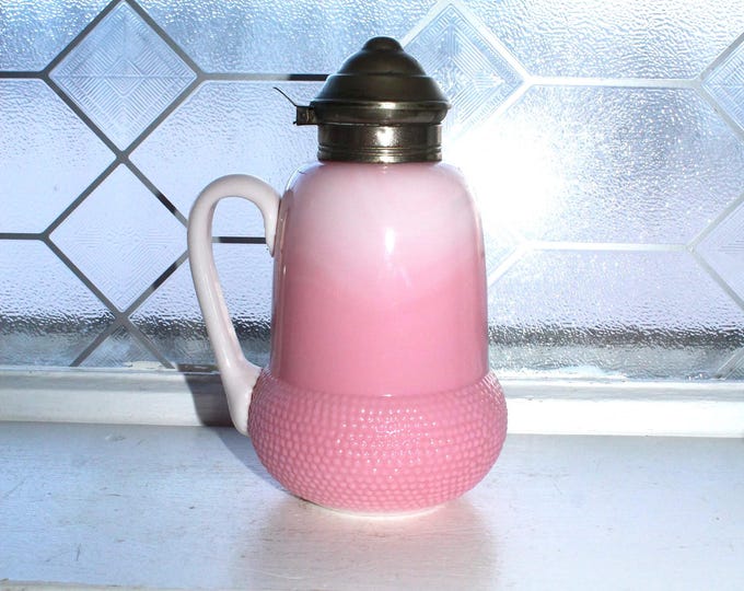 Antique 19th Cent. Beaumont Glass Pink Peachblow Acorn Syrup Jug Pitcher