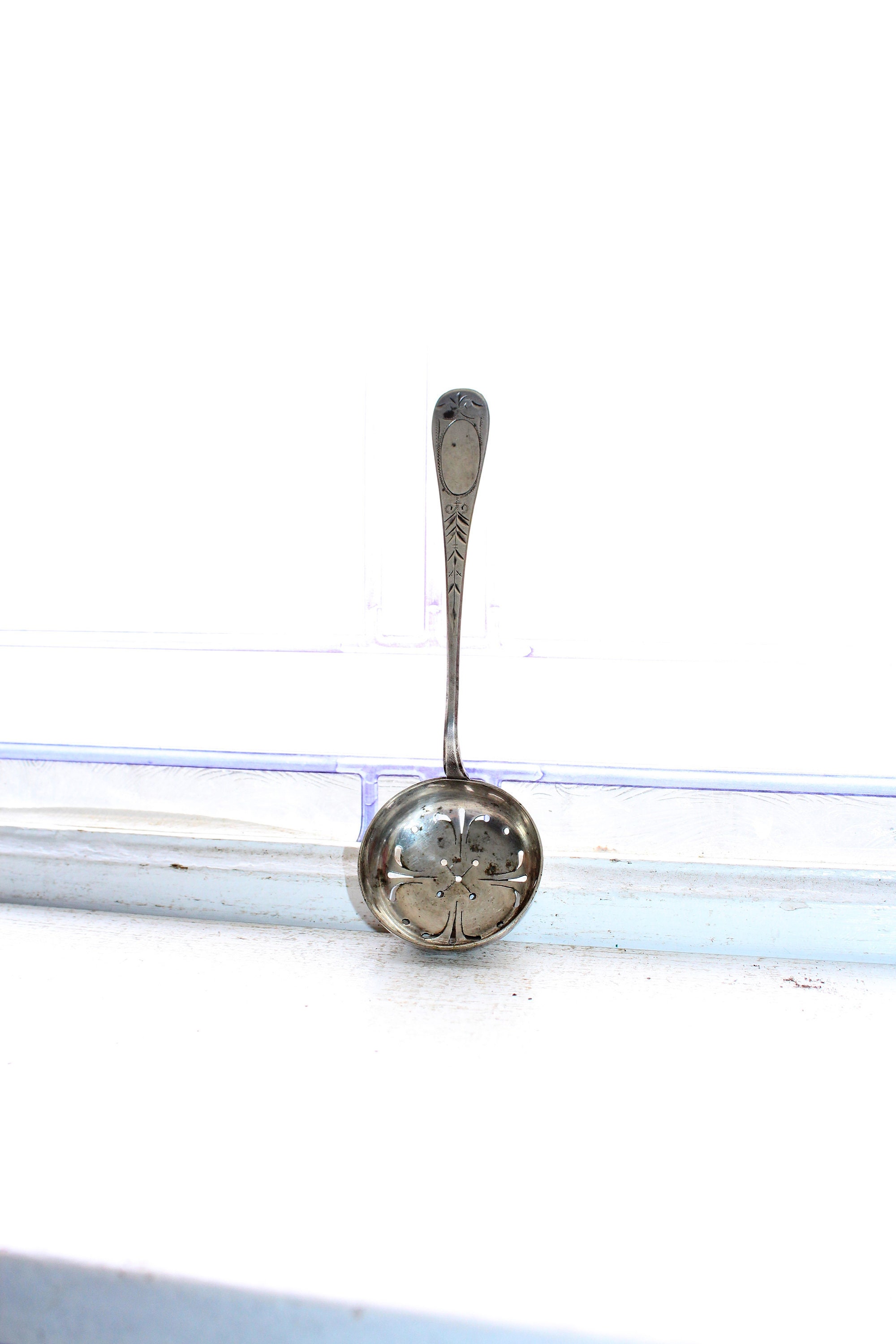 Antique Silverplate Tea Strainer Spoon TB