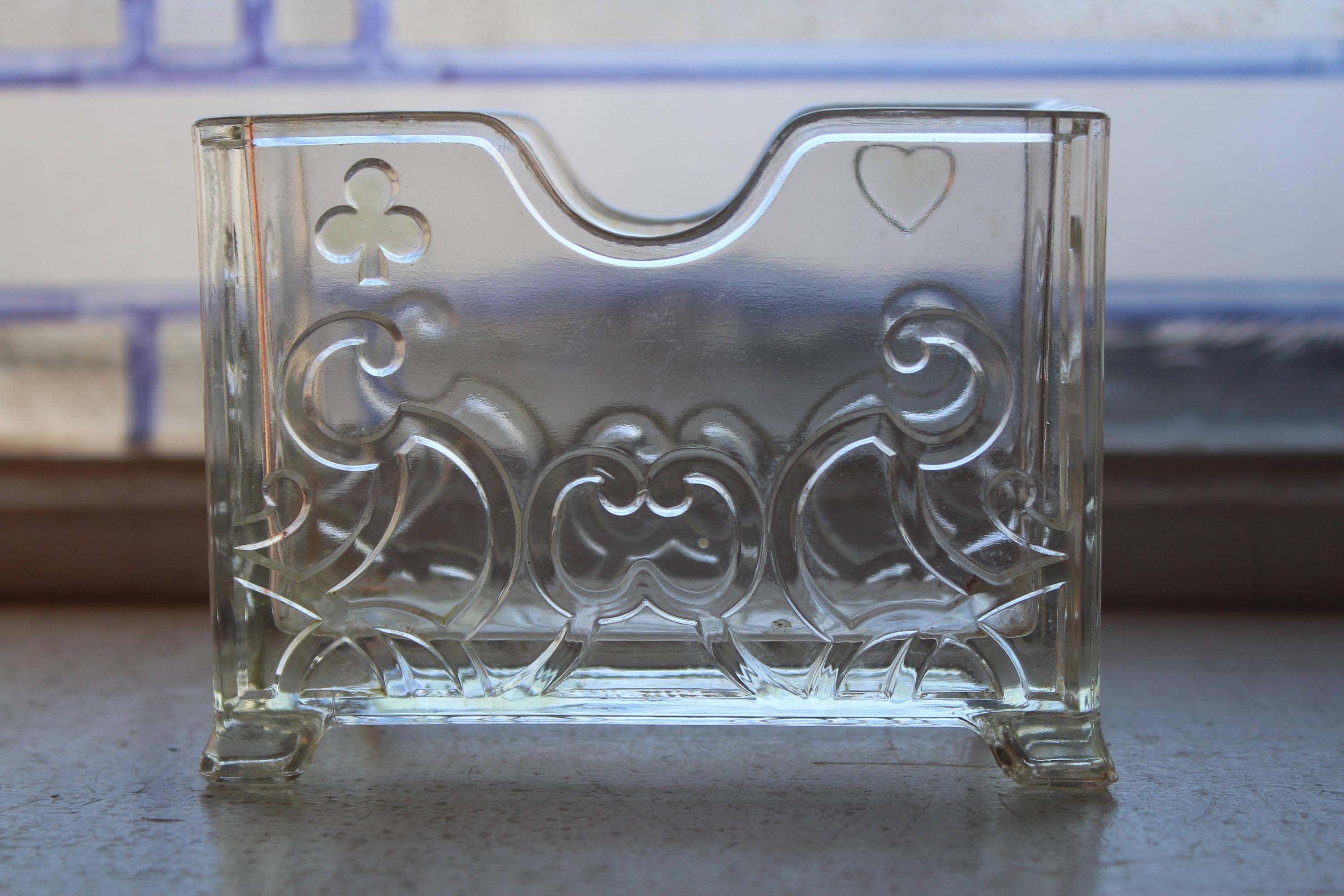 Antique Glass Business Card Holder