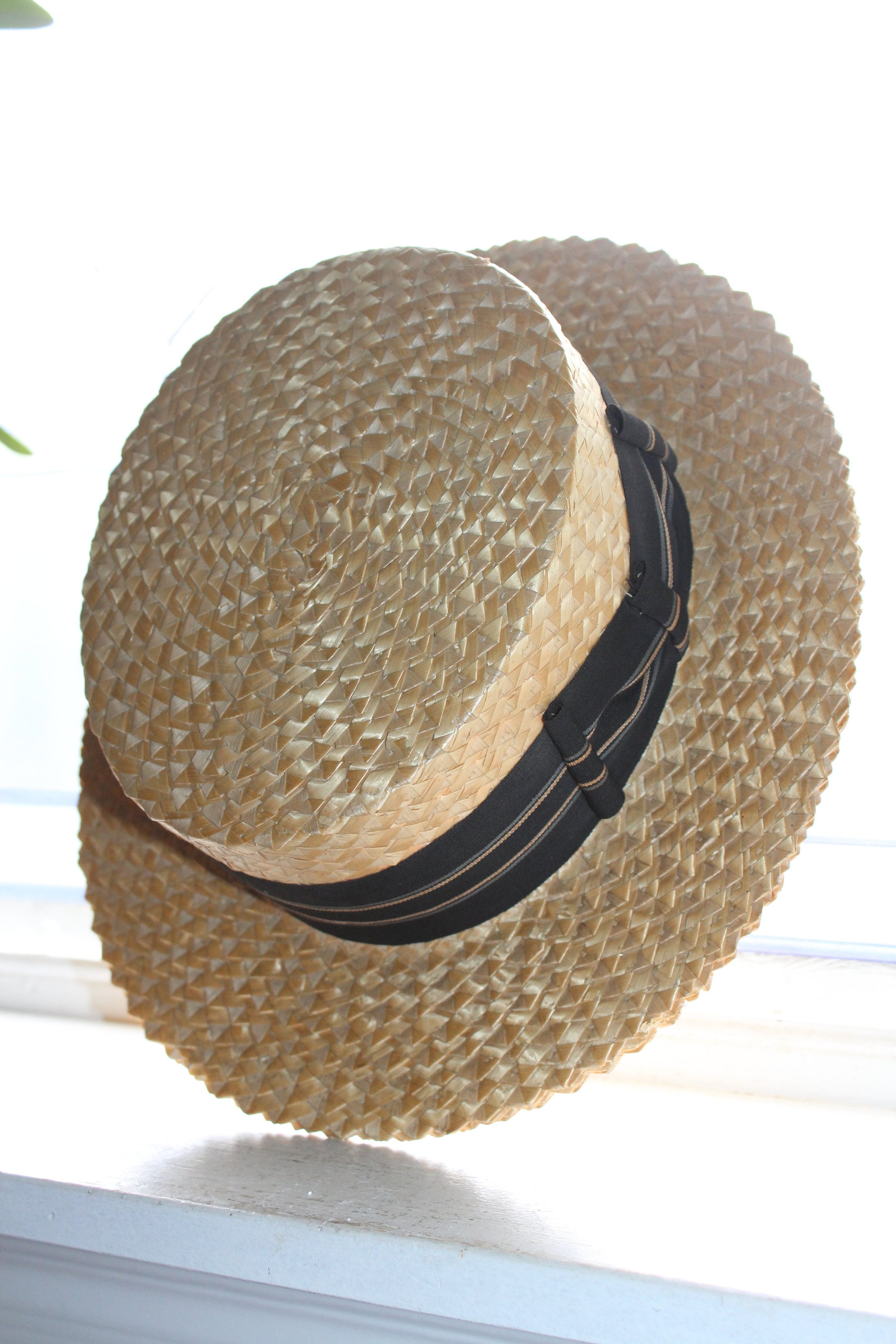 Vintage Straw Boater Hat by Superior Mfg Fine Straws Size 7 1920s