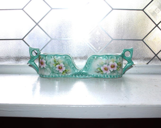Vintage Hand Painted Porcelain Flatware Spoon Holder