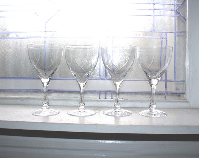 4 Fostoria Chapel Bells Water Wine Goblets Vintage 1950s