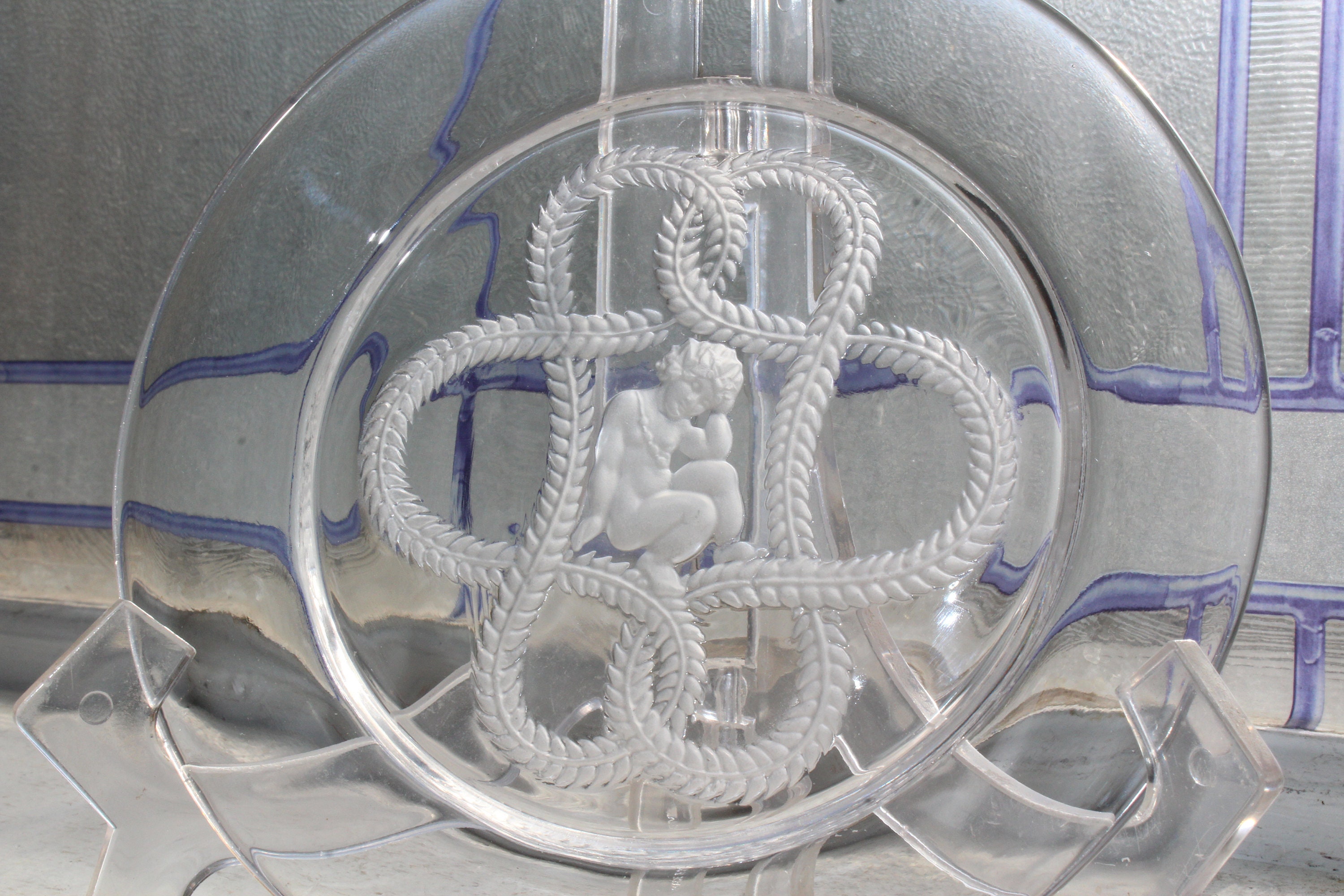 Vintage Lalique Crystal Cherub Plate