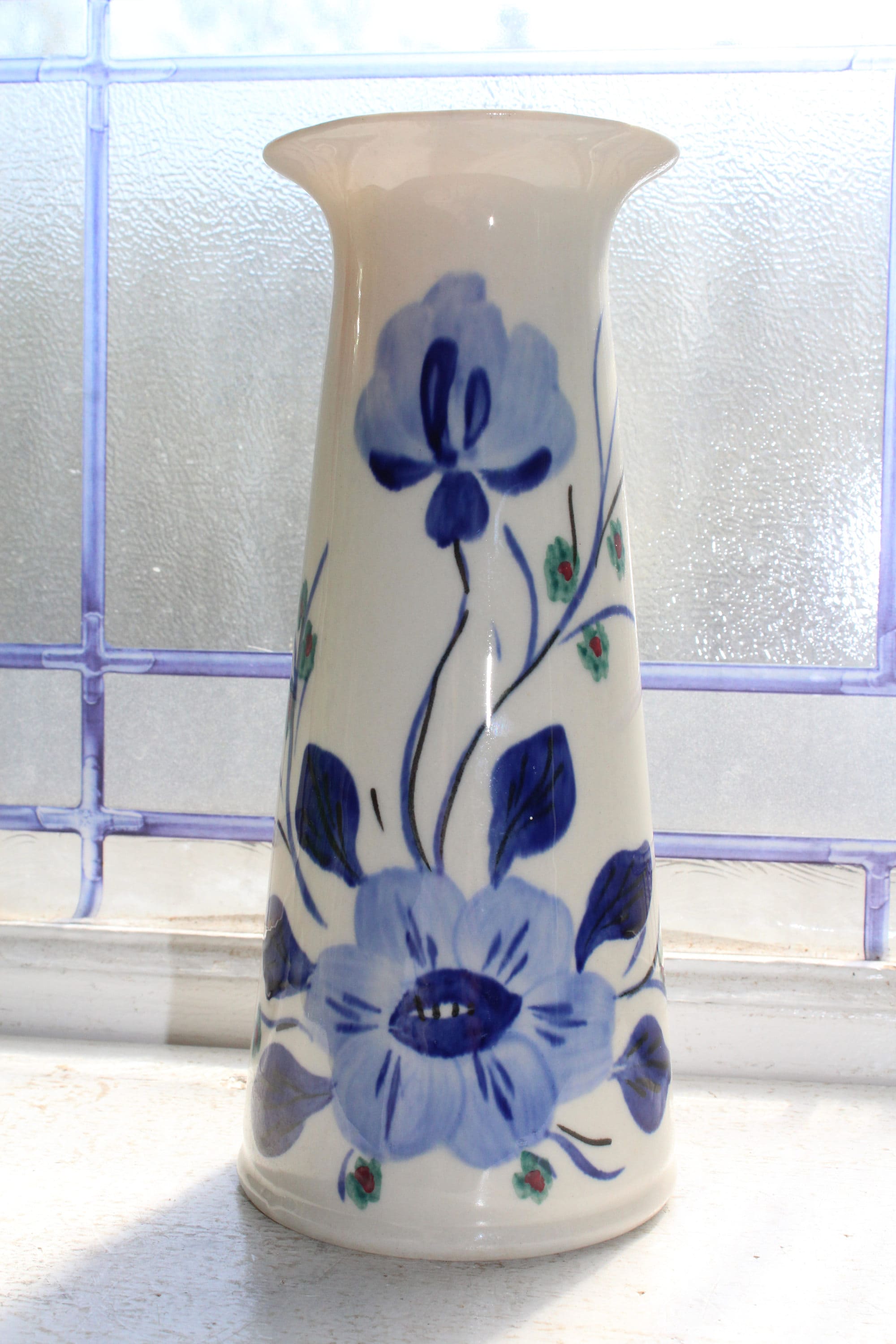 Blue Ridge Pottery Vase Vintage Blue and White Mood Indigo