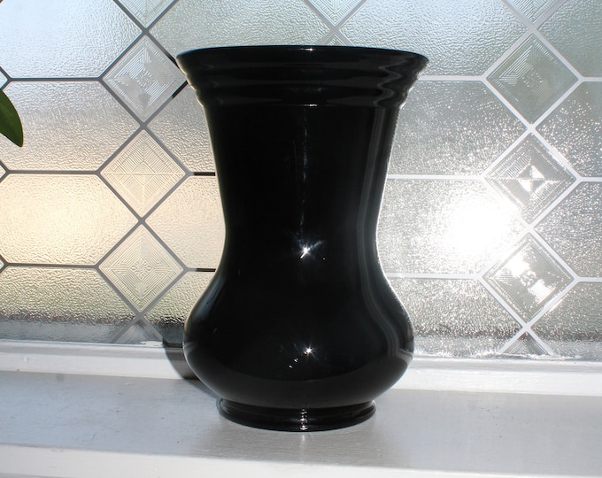 Large Black Glass Vase 1930s Amethyst