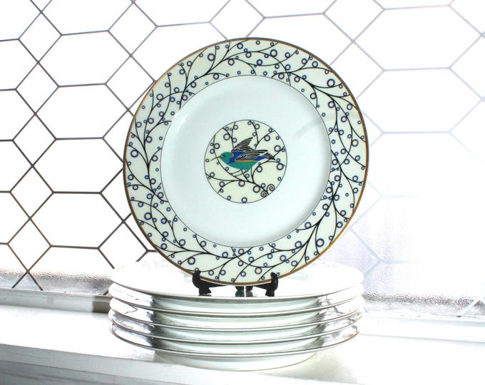 7 Rare 1920s Haviland Limoges Art Deco Dinner Plates with Birds