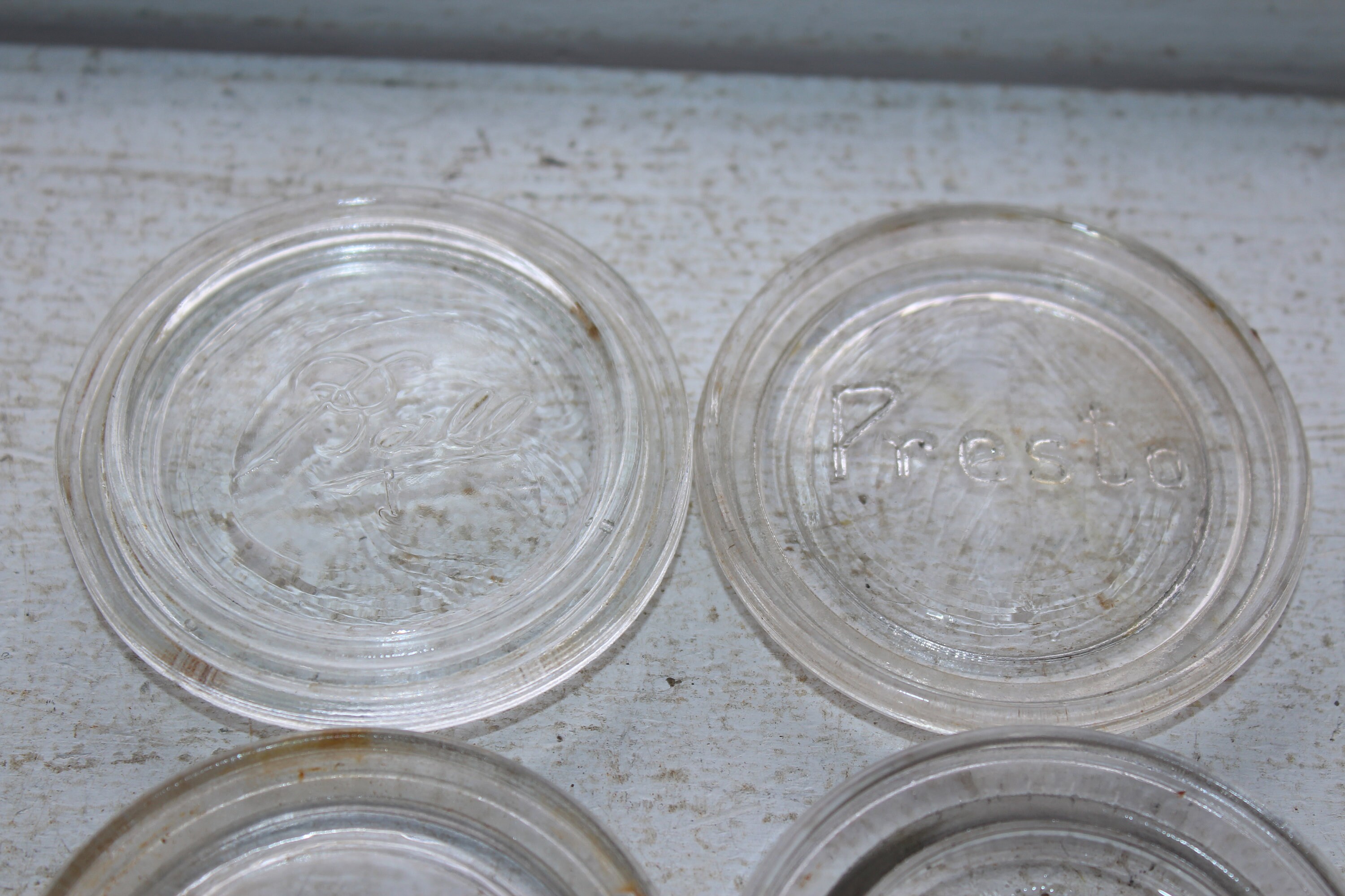 4 Mason Jar Lid Inserts Clear Glass Ball and Presto