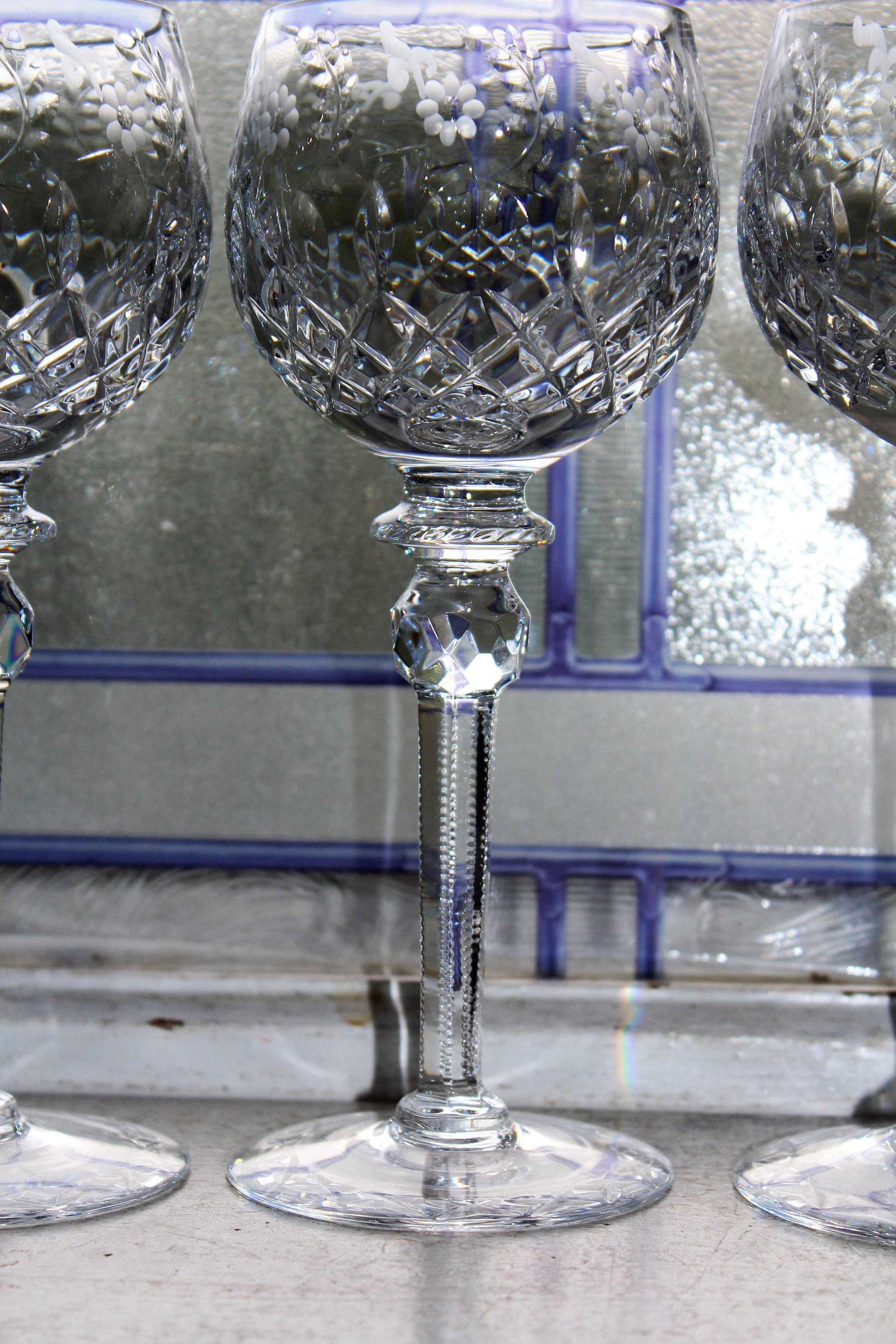 5 Vintage Rogaska Crystal Gallia Balloon Wine Glasses