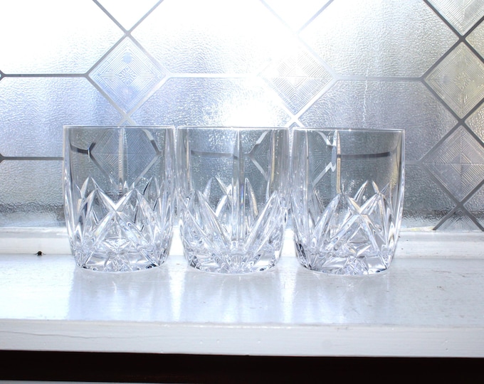 3 Waterford Crystal Brookside Double Old Fashioned Tumblers Glasses