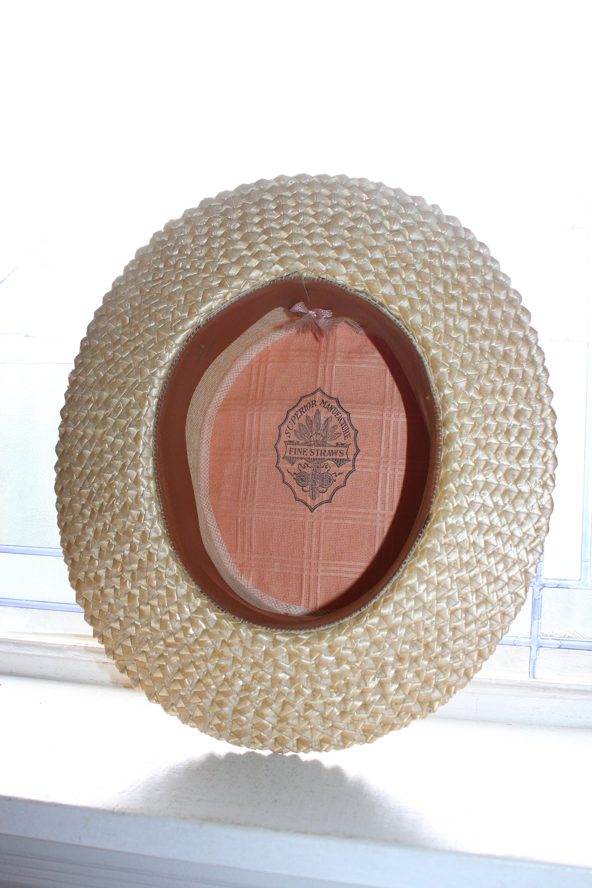 Vintage Straw Boater Hat by Superior Mfg Fine Straws Size 7 1920s