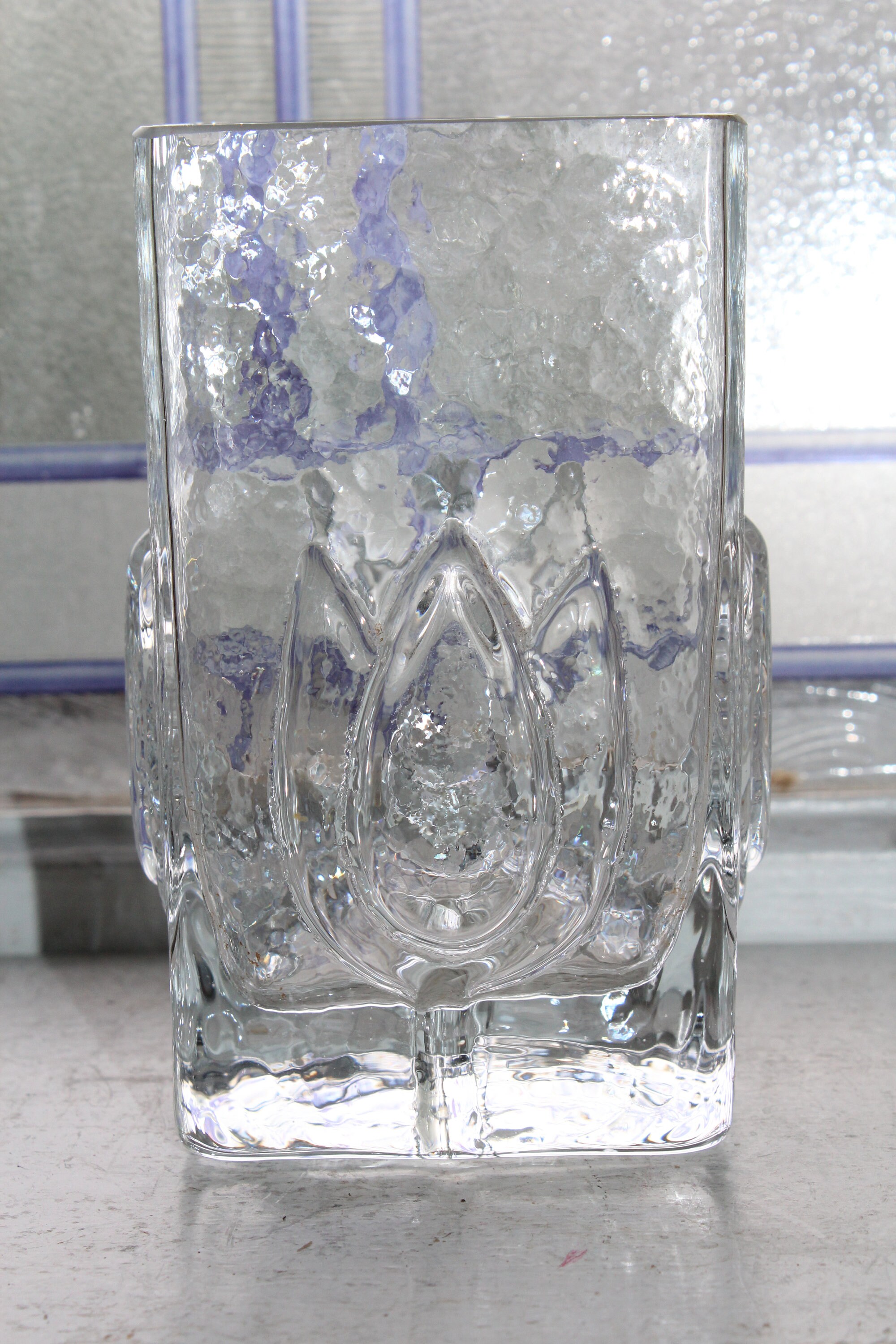 Sea Glasbruk Swedish Square Glass Tulip Vase