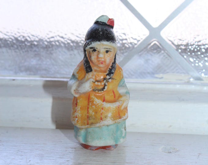 Antique Native American Indian Frozen Charlotte Penny Doll Made in Japan