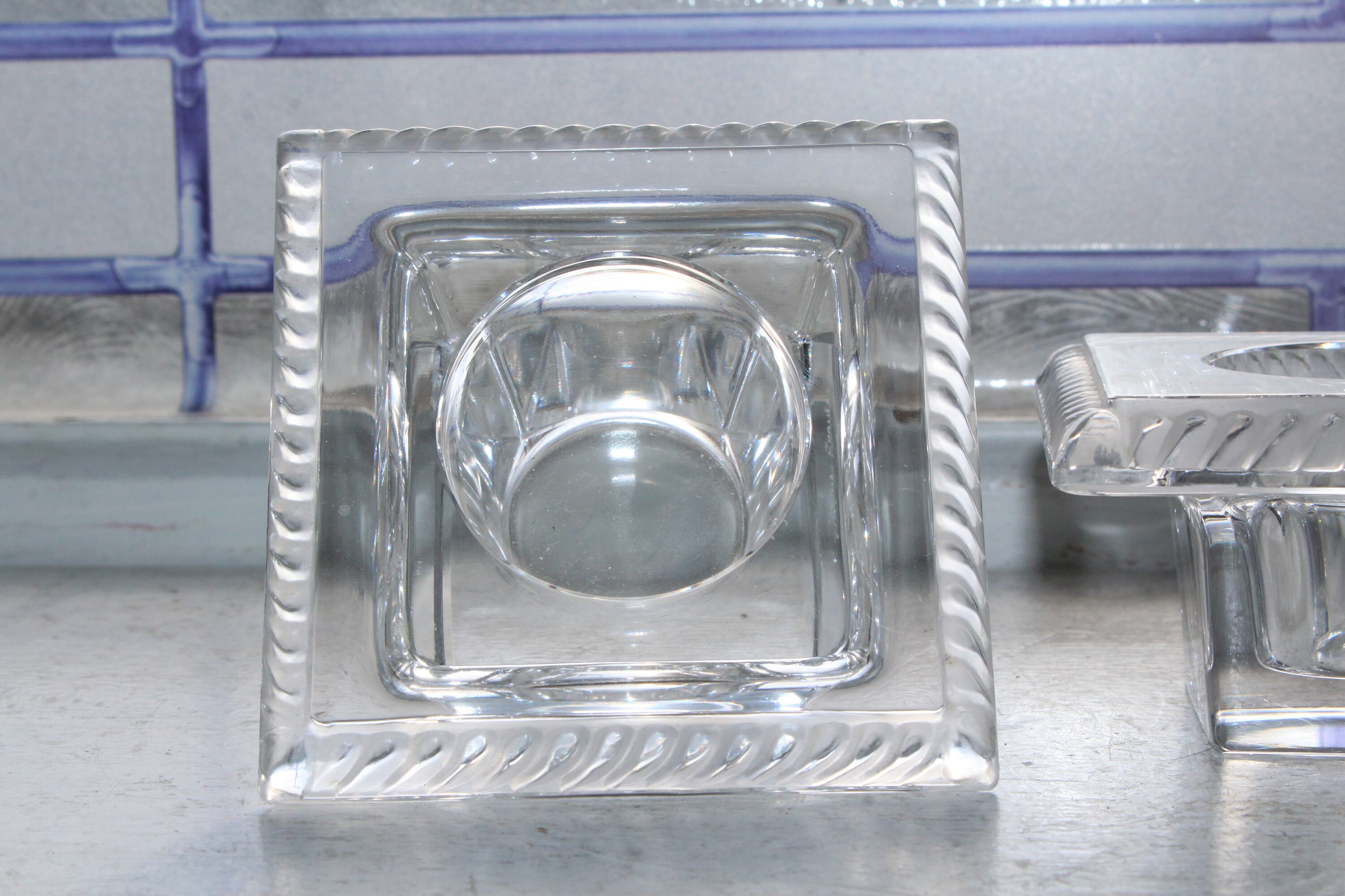 Lalique Crystal Sophie Candle Holder Pair