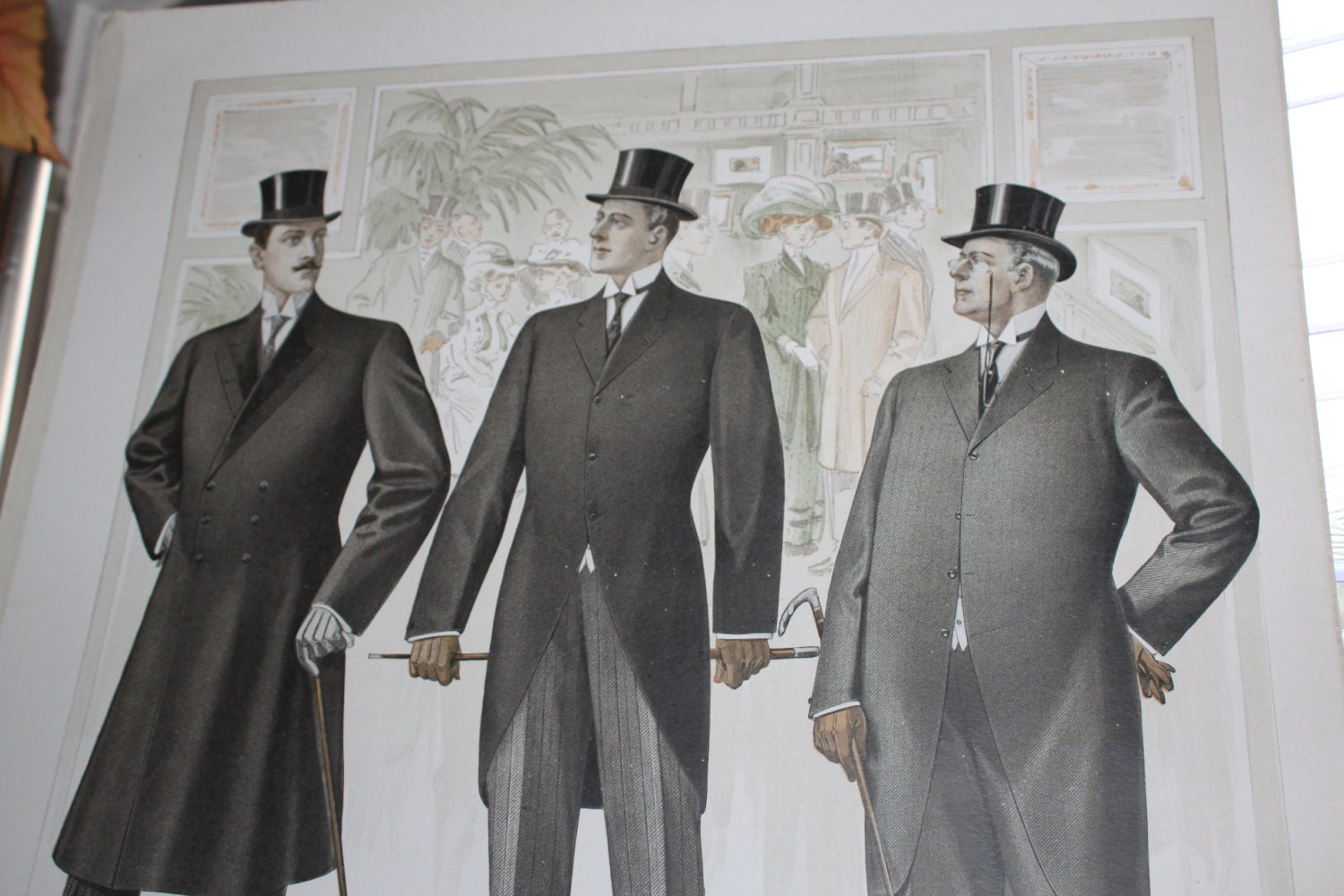Large Antique Edwardian Mens Fashion Plate Tailor Catalog Print Circa ...