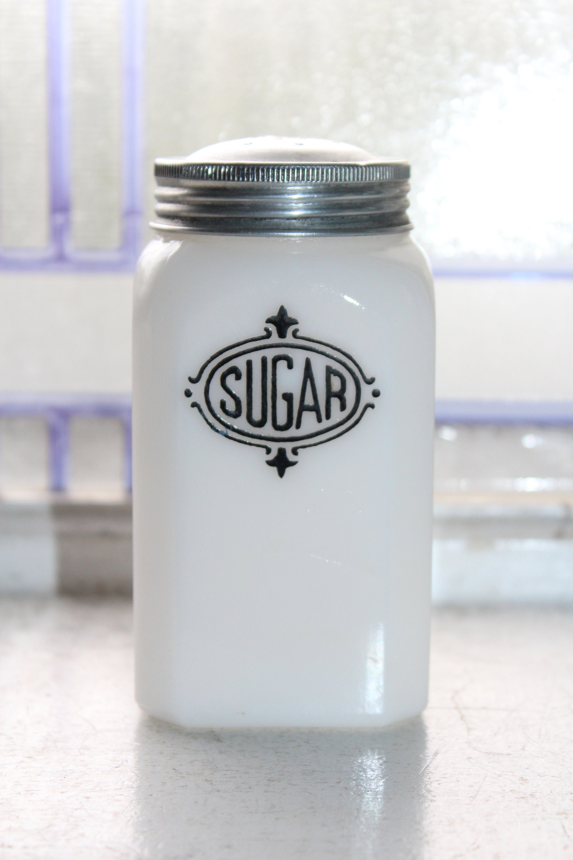 Vintage Milk Glass Sugar Shaker Hazel Atlas