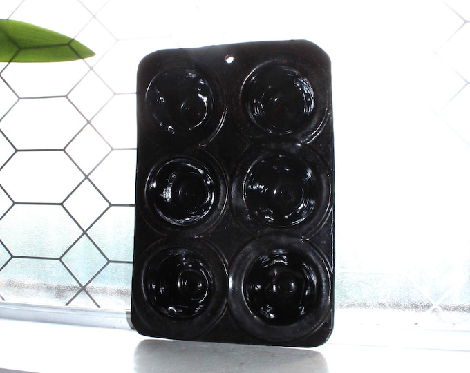 Black Pottery Popover Pan Handmade Rustic Farmhouse Decor