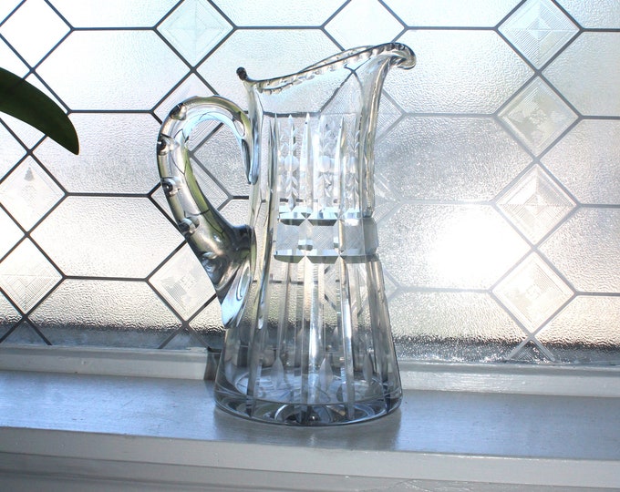 Stunning Elegant Cut Crystal Pitcher Vintage Tableware
