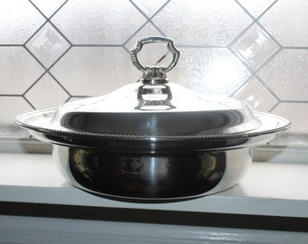 Vintage Towle Silverplate Casserole Dish With Lid & Glass Insert