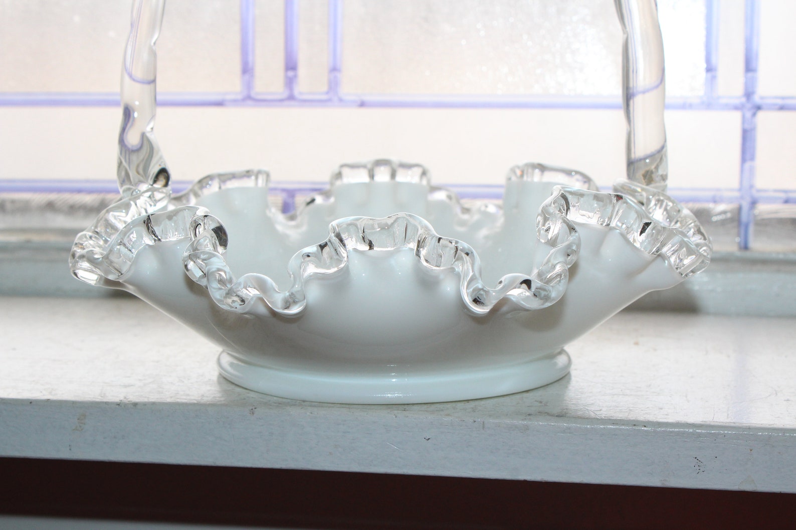 Vintage Fenton Glass Silver Crest Basket Art Glass Etsy