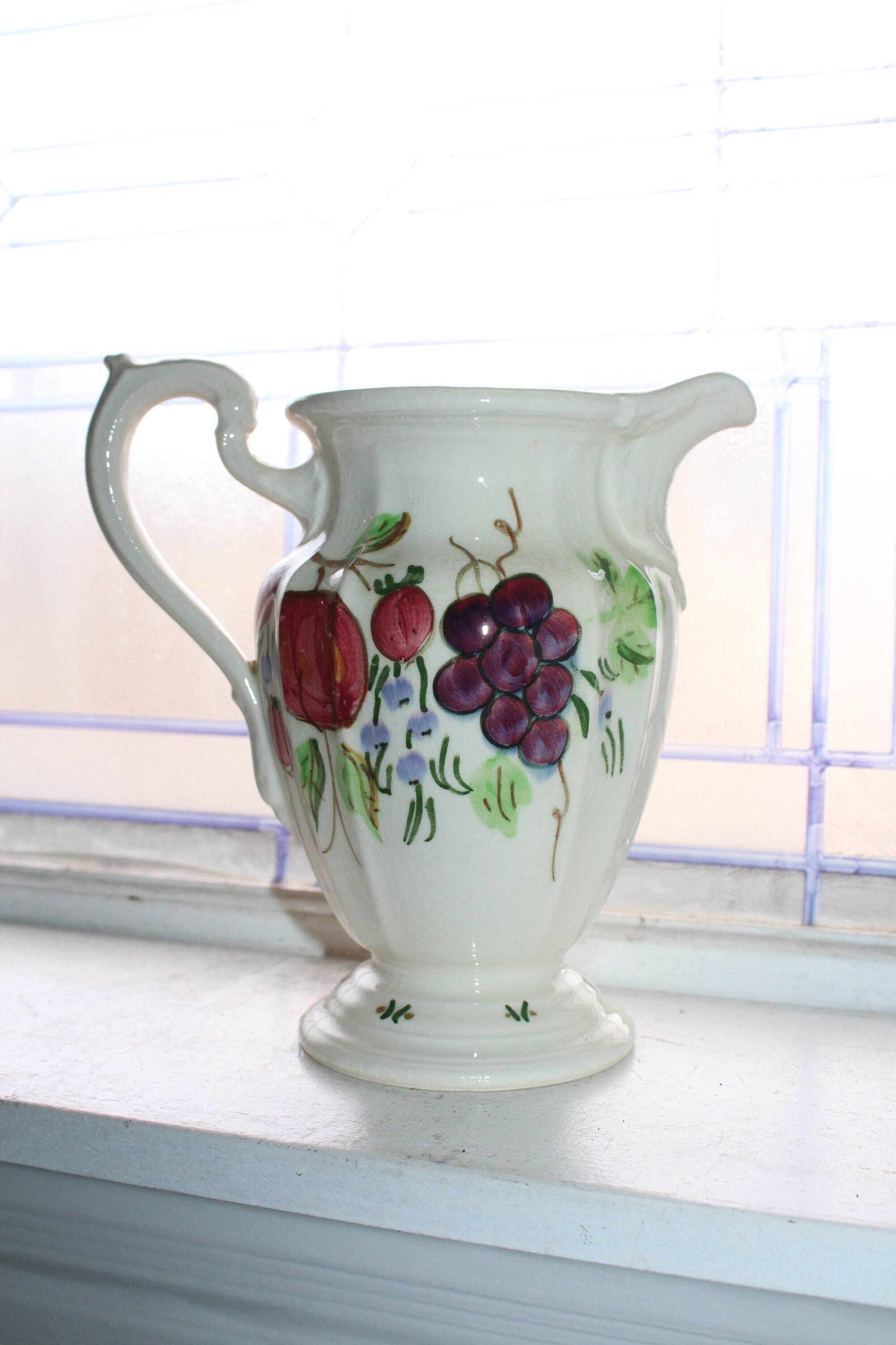 Vintage Blue Ridge Pottery Large Pitcher with Milady Fruit Pattern