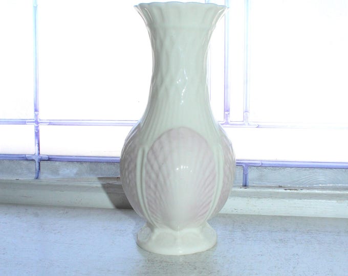 Large Belleek Pink Shell Vase