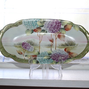 Hand Painted Nippon Celery Relish Dish Vintage 1920s Blue Mark