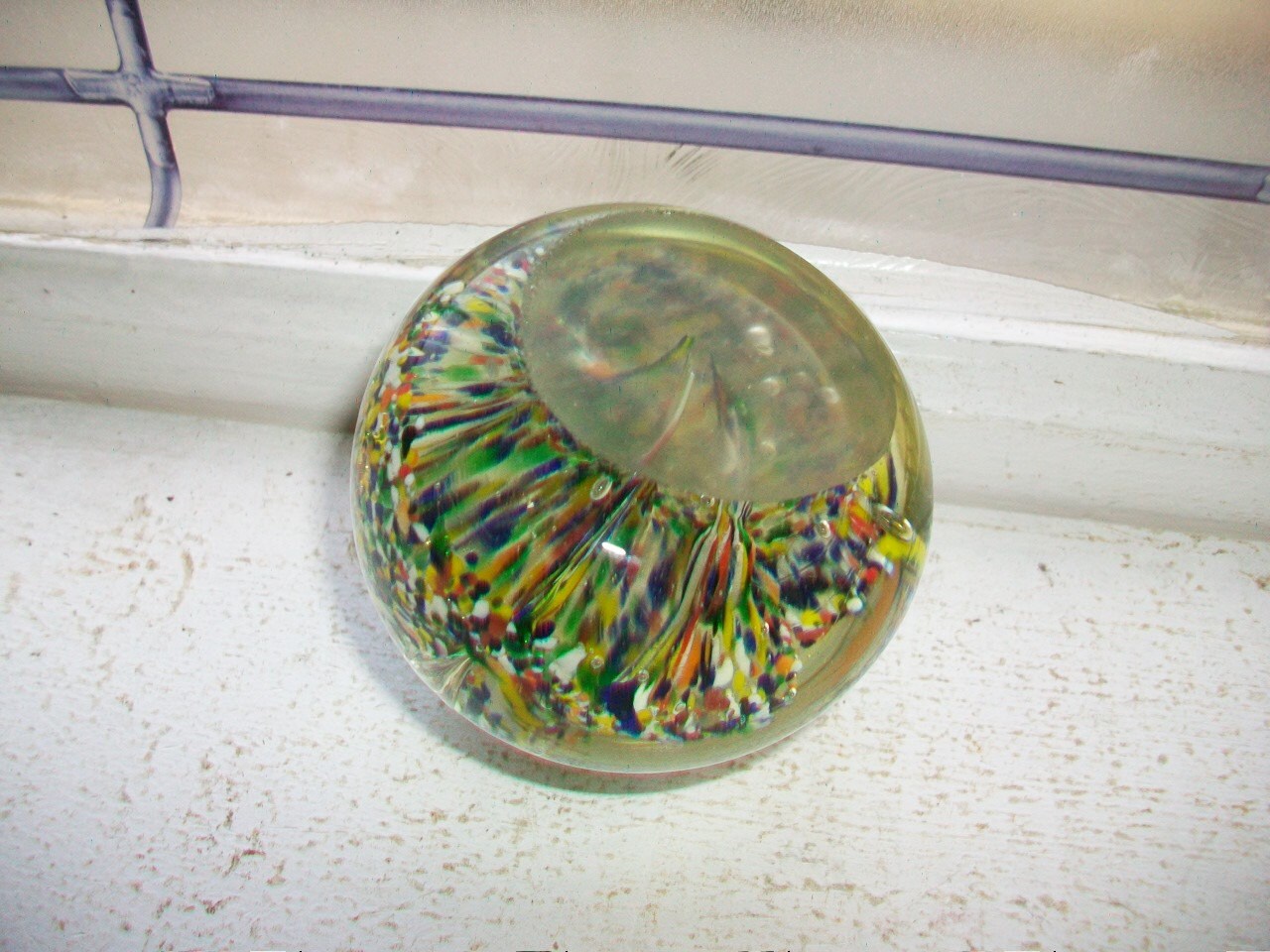Vintage Art Glass Paperweight Multi Colored Mushrooms