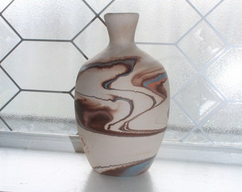 Vintage Nemadji Pottery Vase 8 Inch Swirl Pottery