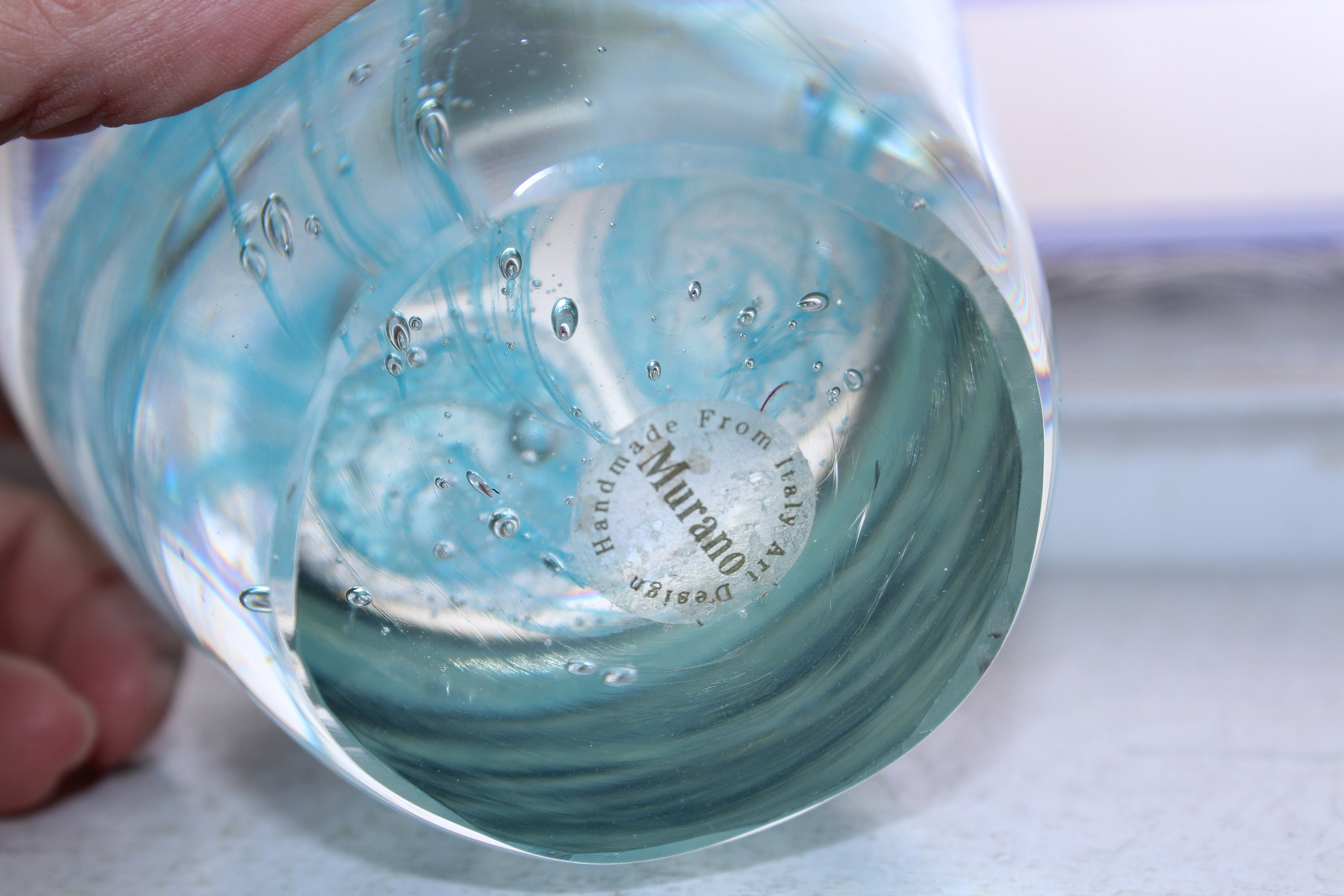 Large Murano Jellyfish Paperweight Vintage Art Glass Glow In The Dark