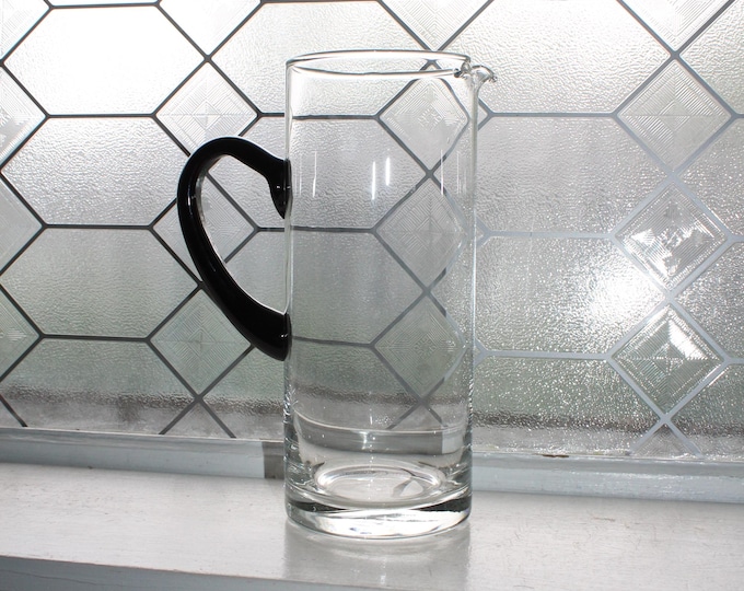 Vintage Black Glass Handled Martini Pitcher