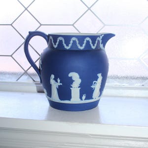 Antiker Wedgwood Krug Kobalt Blau Neoklassische Jaspis