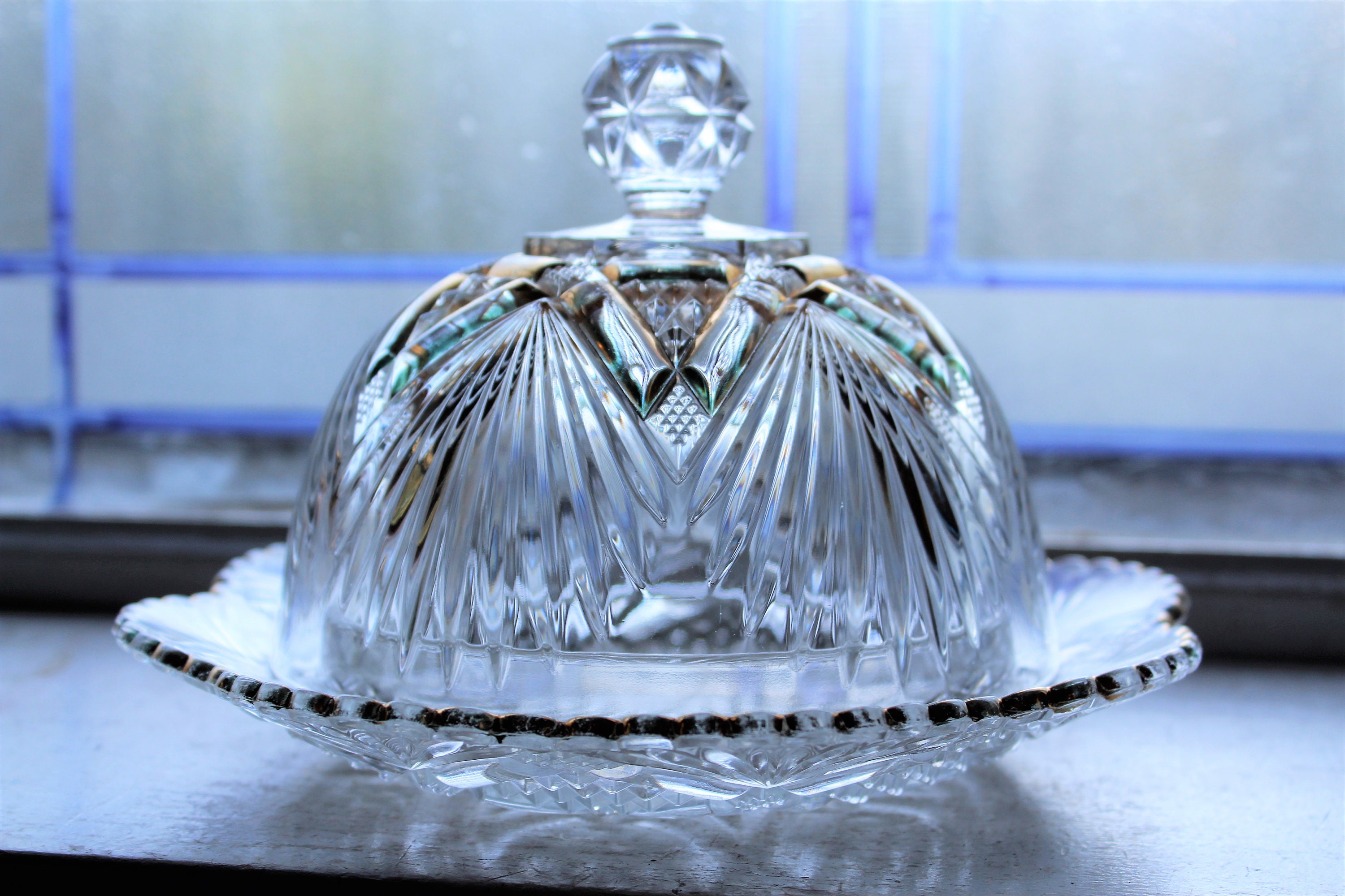 EAPG Domed Butter Dish Antique 1900s Victorian Pressed Glass
